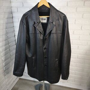 Tuskany Men's Size Large Black Removable Faux Fur Lined Genuine Leather Jacket